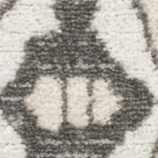 Gray and Ivory Medallion Power Loom Distressed Area Rug Photo 1