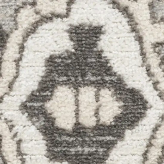 Gray and Ivory Medallion Power Loom Distressed Area Rug Photo 4