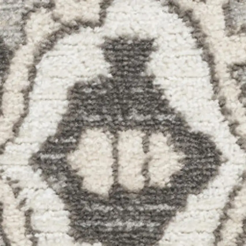 Gray and Ivory Medallion Power Loom Distressed Area Rug Photo 4