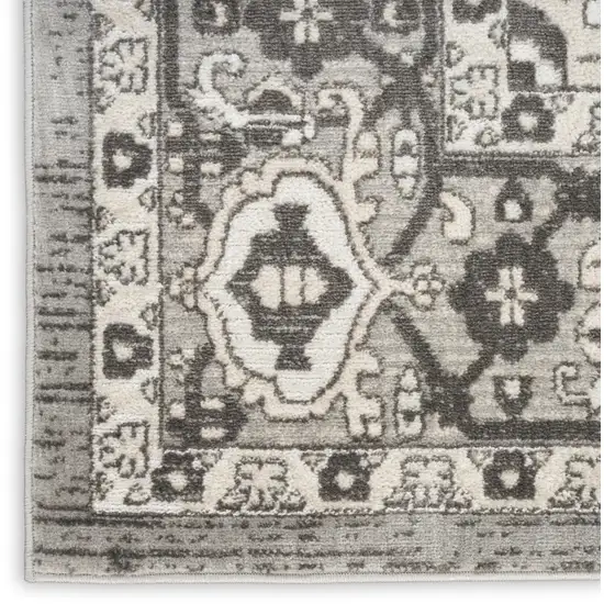 Gray and Ivory Medallion Power Loom Distressed Area Rug Photo 3
