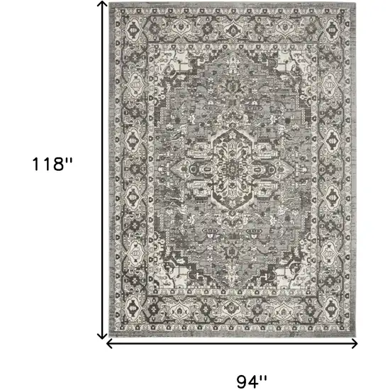 Gray and Ivory Medallion Power Loom Distressed Area Rug Photo 3