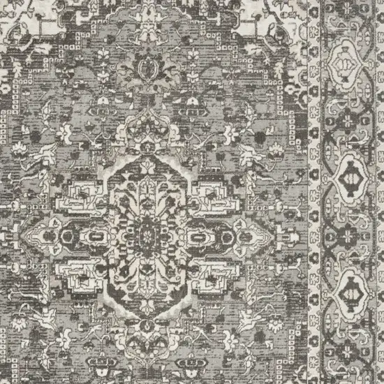 Gray and Ivory Medallion Power Loom Distressed Area Rug Photo 7