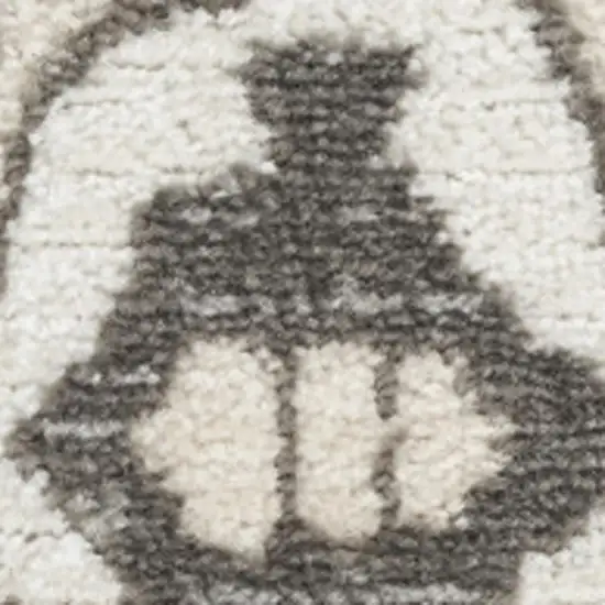 8' Gray And Ivory Medallion Distressed Runner Rug Photo 1