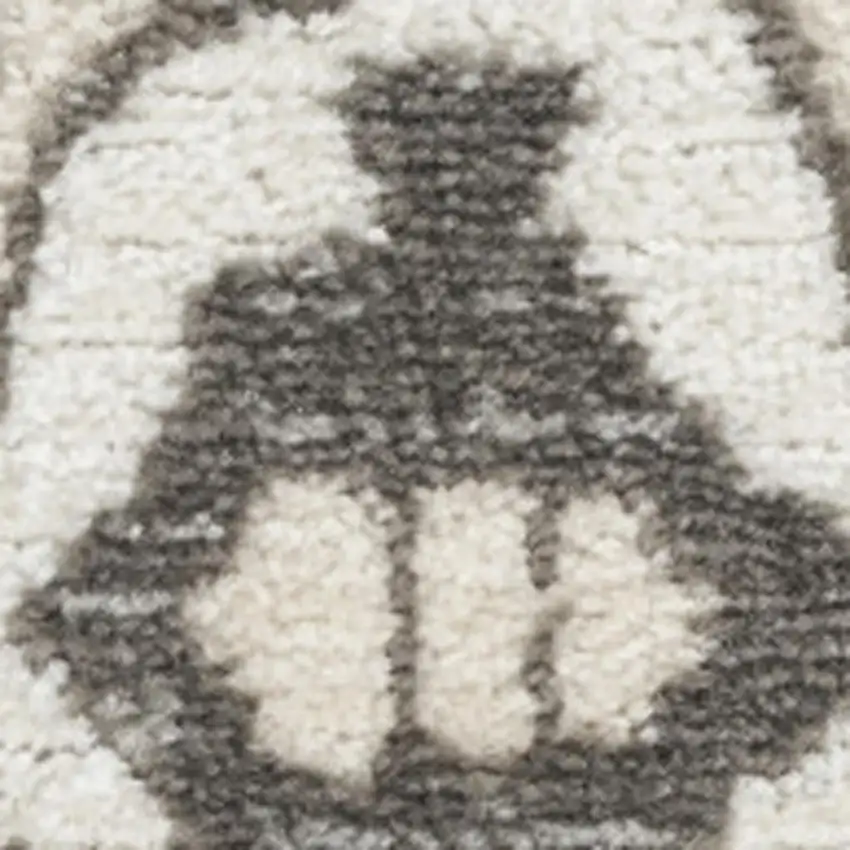 8' Gray And Ivory Medallion Distressed Runner Rug Photo 1