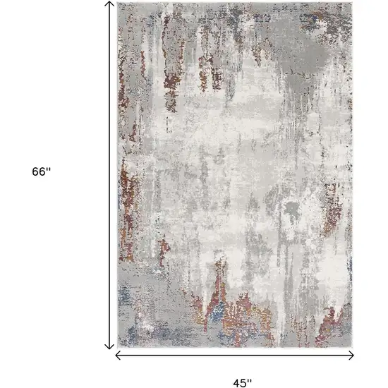 Gray And Ivory Modern Abstract Area Rug Photo 8