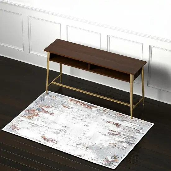 Gray And Ivory Modern Abstract Area Rug Photo 2