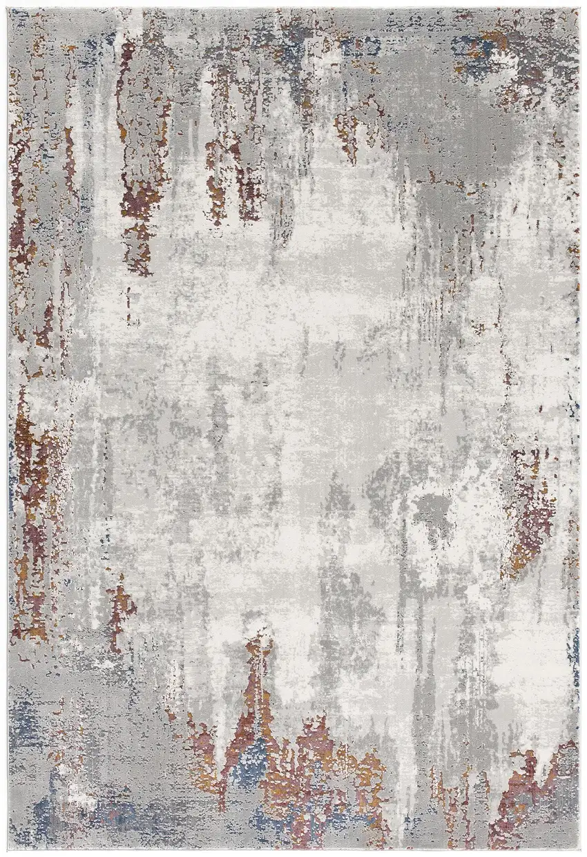 Gray and Ivory Modern Abstract Area Rug Photo 6