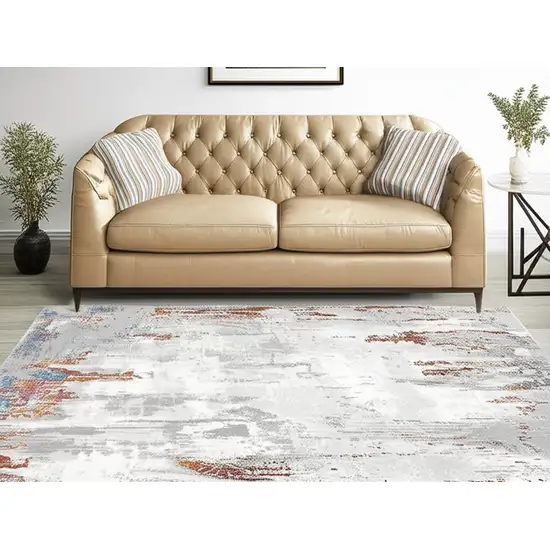 Gray And Ivory Modern Abstract Area Rug Photo 2