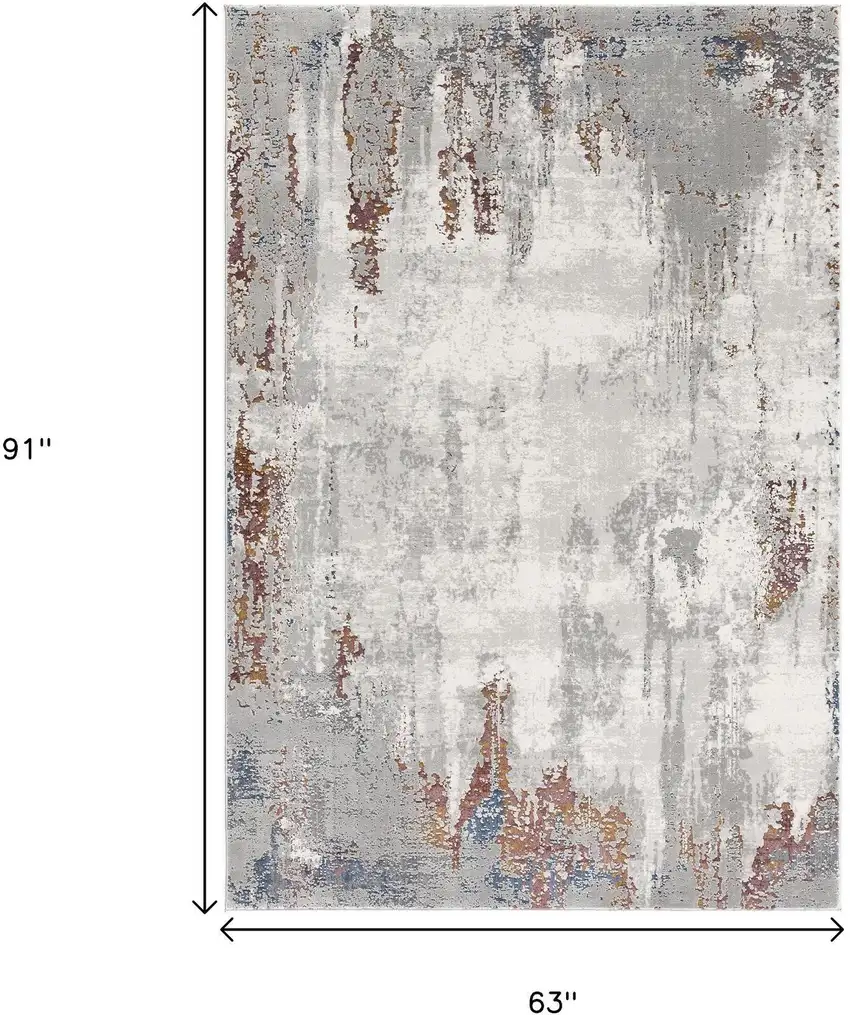 Gray And Ivory Modern Abstract Area Rug Photo 7