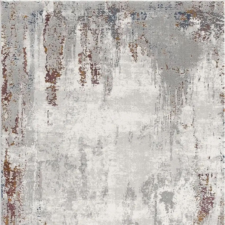 Gray And Ivory Modern Abstract Area Rug Photo 5