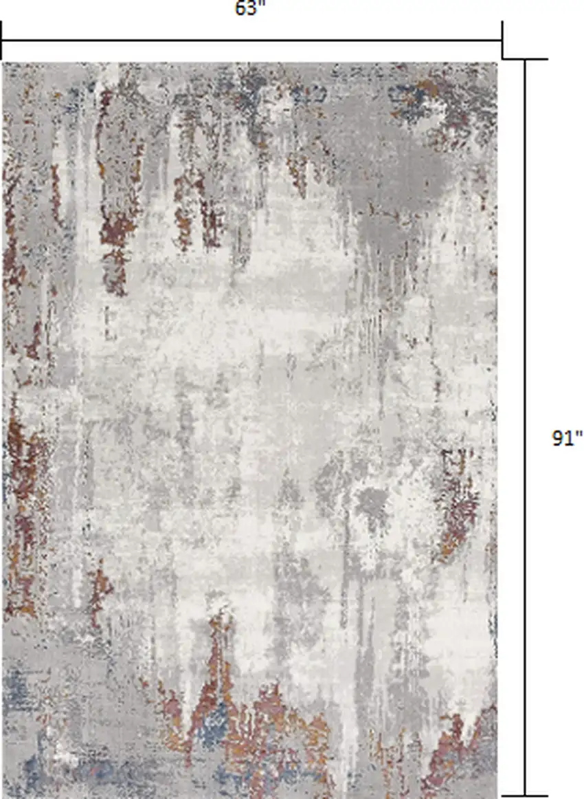 Gray and Ivory Modern Abstract Area Rug Photo 2