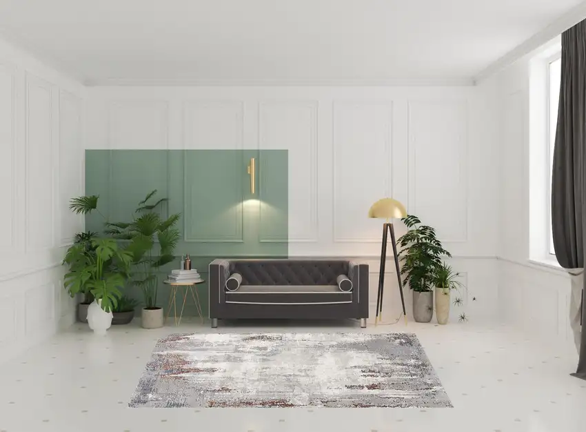 Gray and Ivory Modern Abstract Area Rug Photo 5