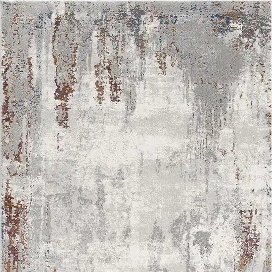 Gray And Ivory Modern Abstract Area Rug Photo 9