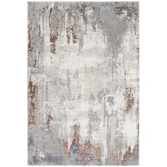 Gray And Ivory Modern Abstract Area Rug Photo 2