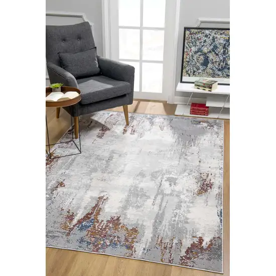 Gray And Ivory Modern Abstract Area Rug Photo 9