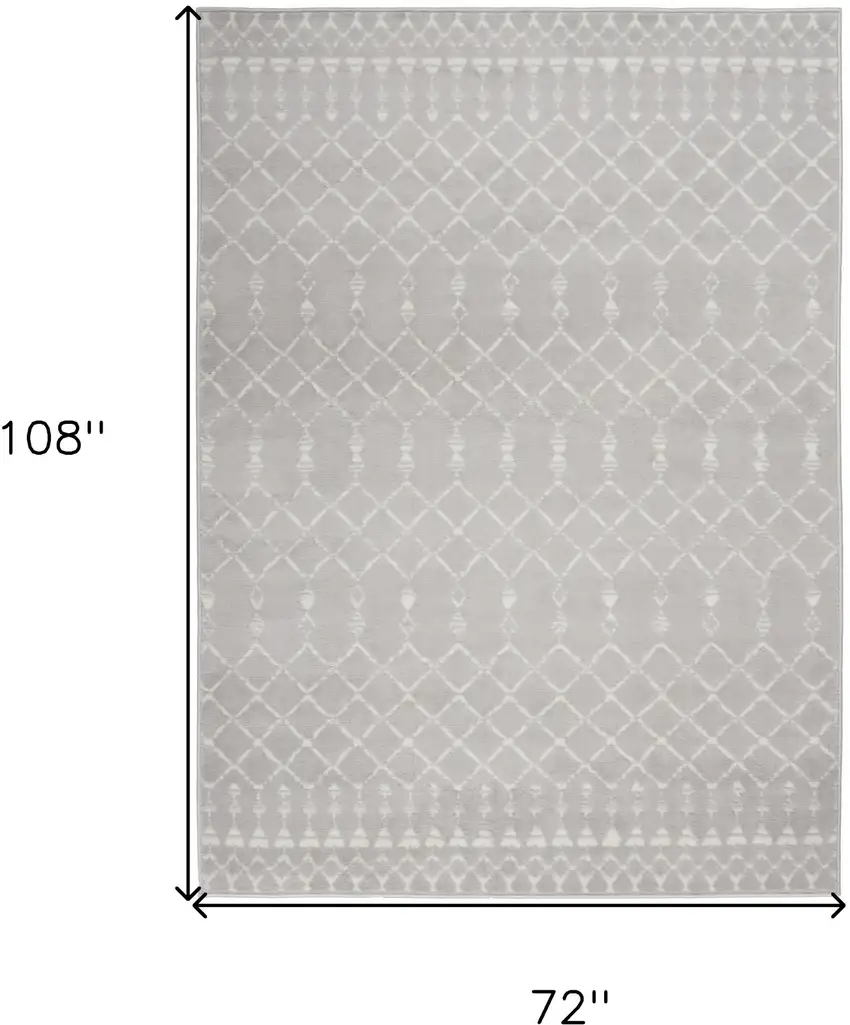 Gray and Ivory Moroccan Distressed Non Skid Area Rug Photo 3