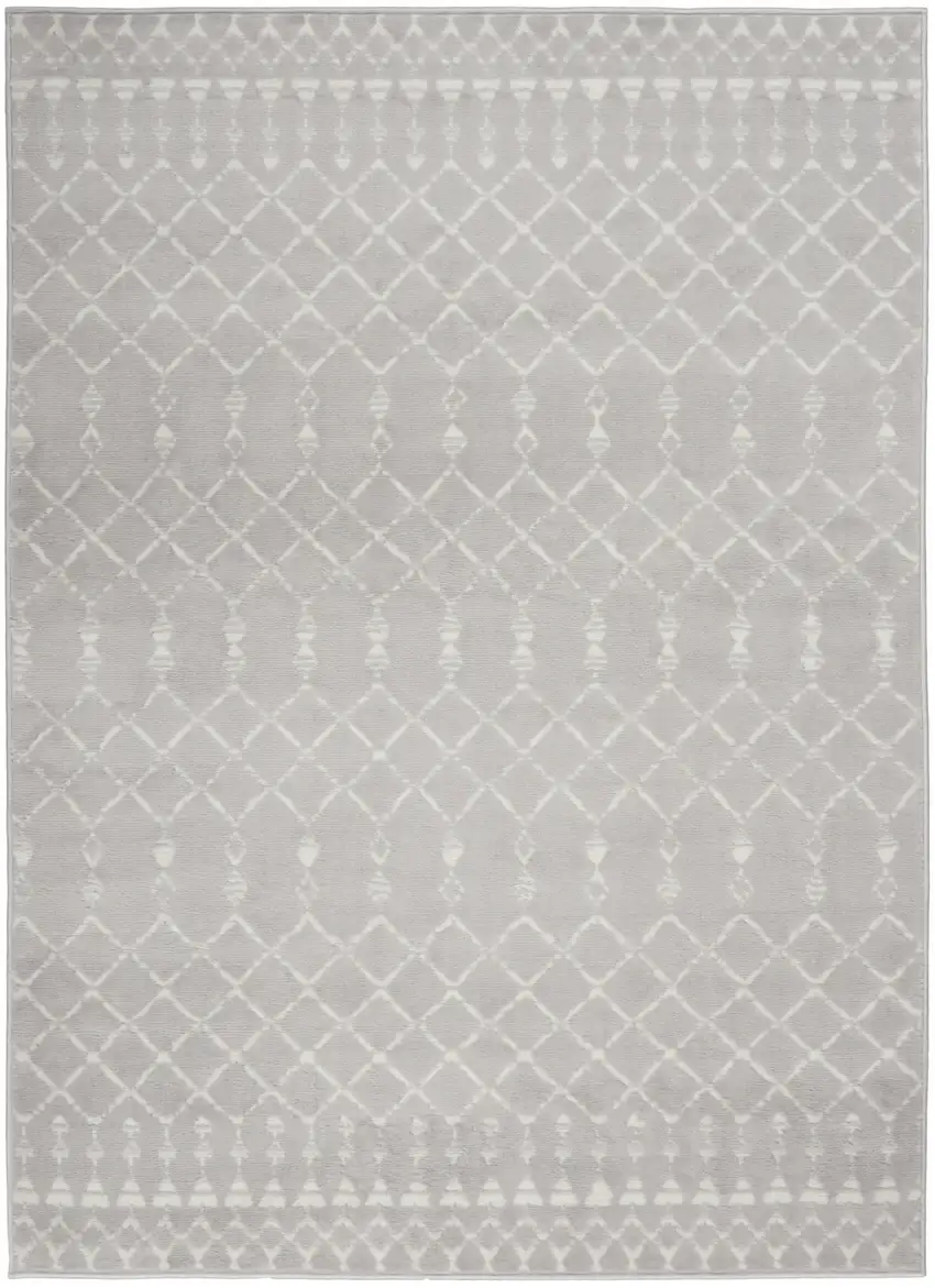 Gray and Ivory Moroccan Distressed Non Skid Area Rug Photo 4