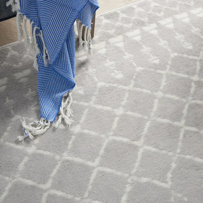 Gray and Ivory Moroccan Distressed Non Skid Area Rug Photo 9