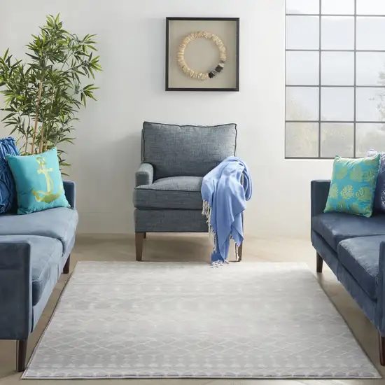 Gray and Ivory Moroccan Distressed Non Skid Area Rug Photo 6