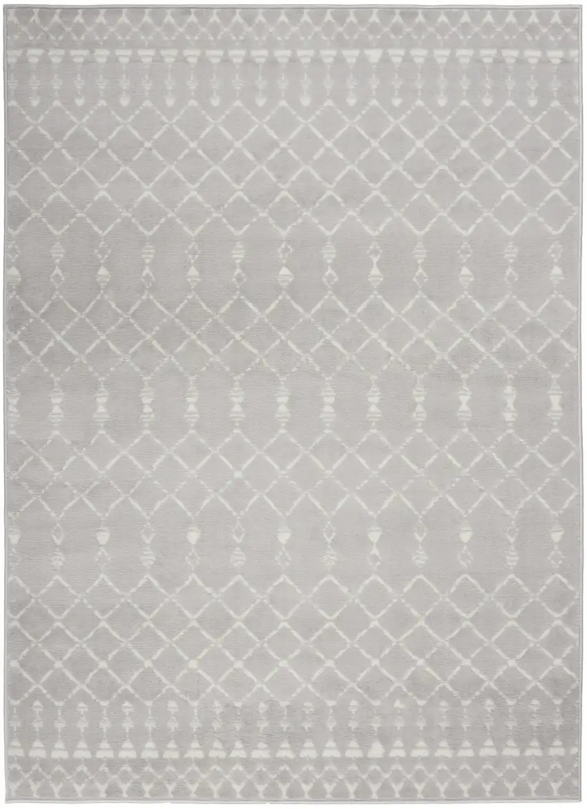 Gray and Ivory Moroccan Distressed Non Skid Area Rug Photo 2