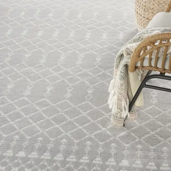 Gray and Ivory Moroccan Distressed Non Skid Area Rug Photo 5