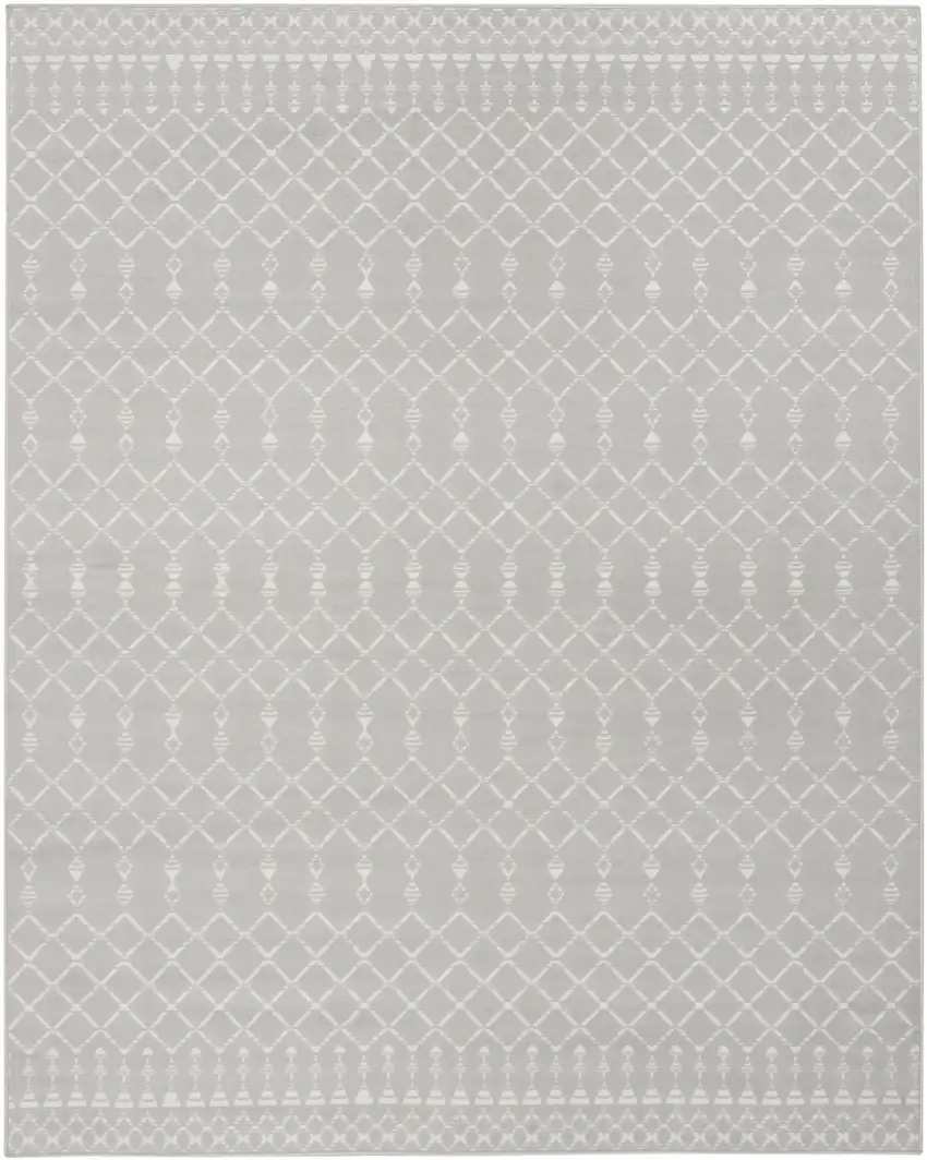 Gray and Ivory Moroccan Distressed Non Skid Area Rug Photo 6