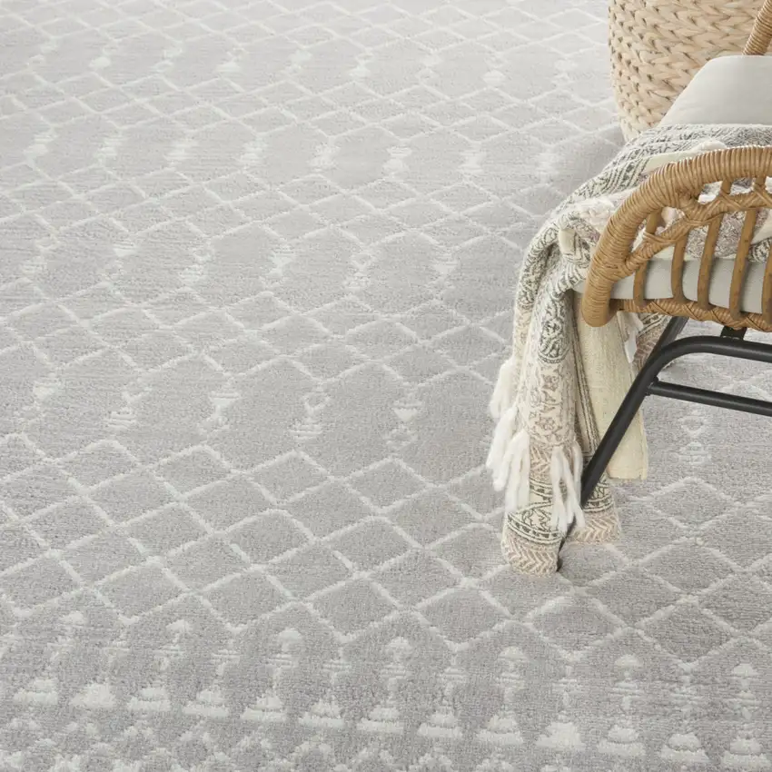 Gray and Ivory Moroccan Distressed Non Skid Area Rug Photo 3