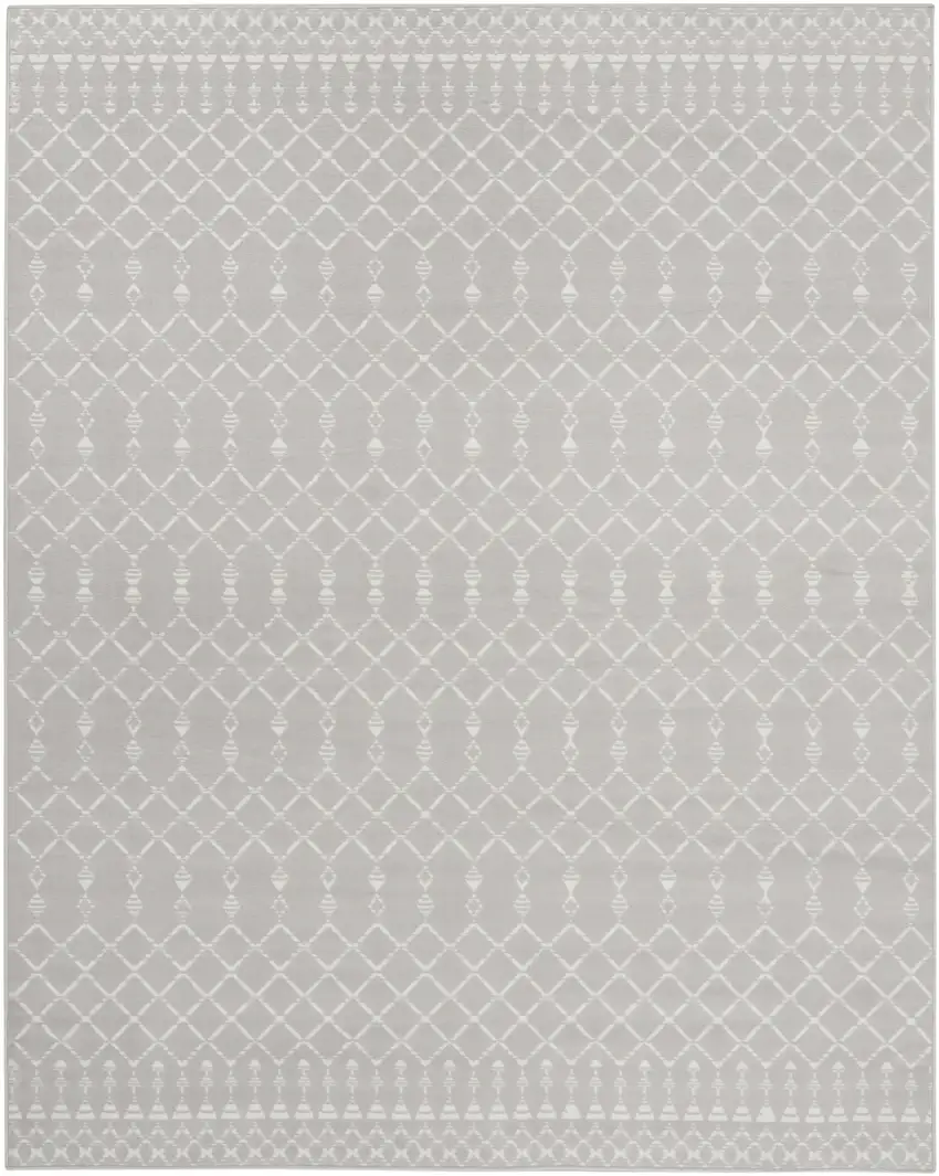 Gray and Ivory Moroccan Distressed Non Skid Area Rug Photo 1