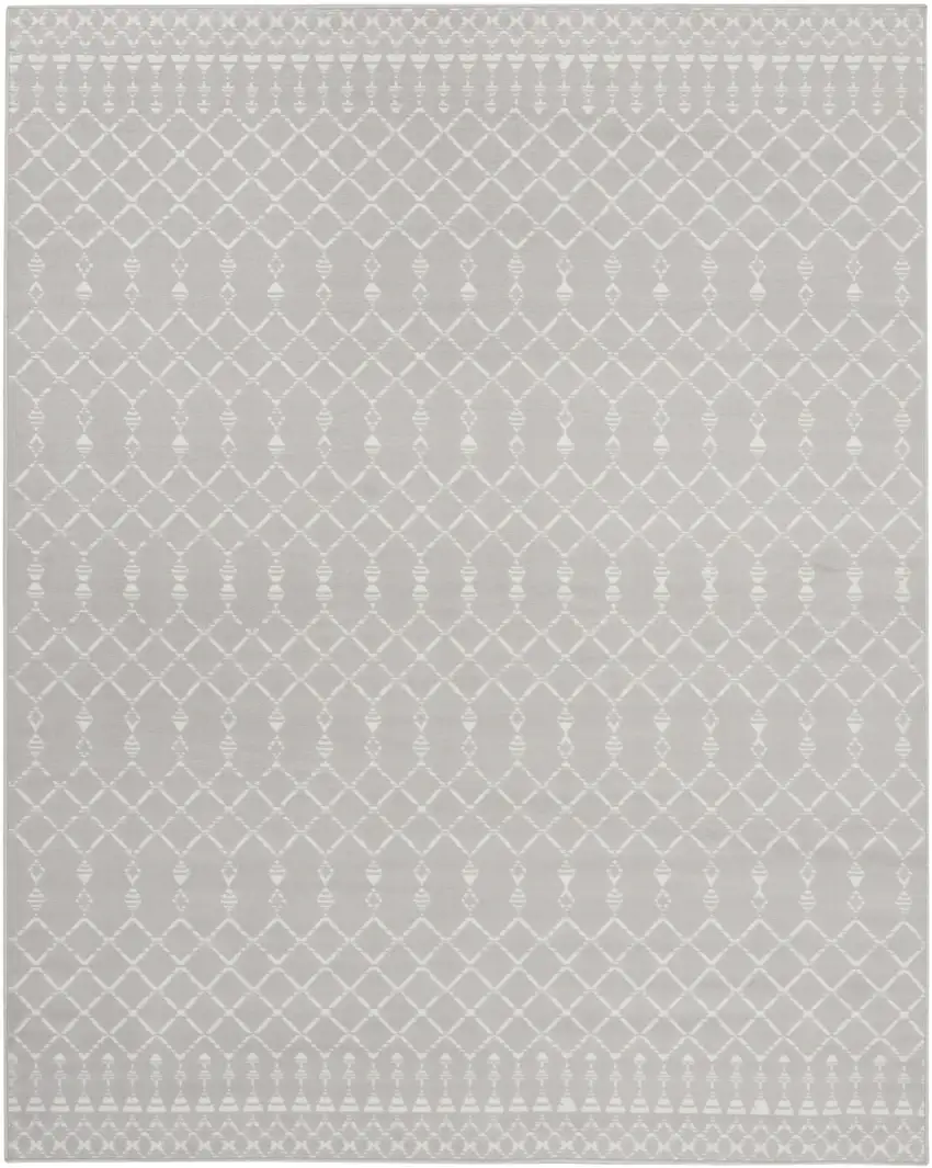 Gray and Ivory Moroccan Distressed Non Skid Area Rug Photo 2