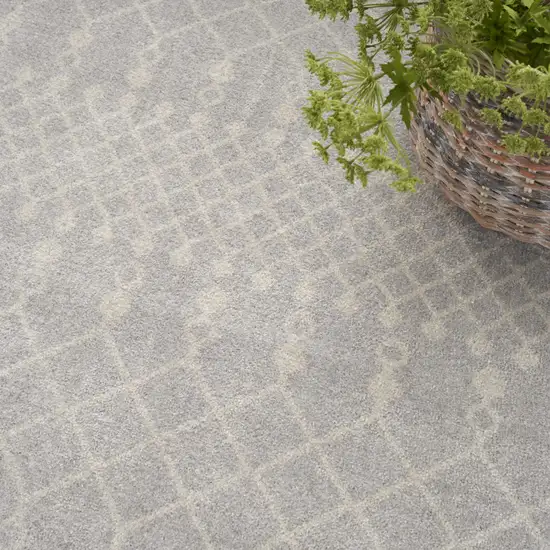 Gray and Ivory Moroccan Power Loom Washable Area Rug Photo 4