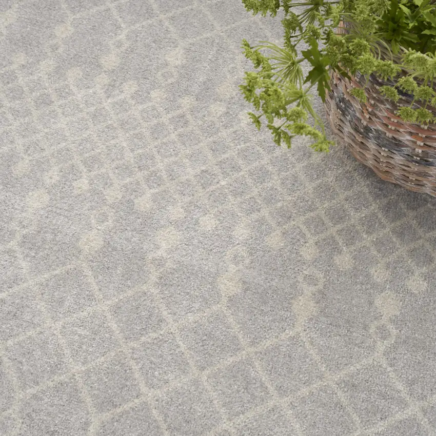 Gray and Ivory Moroccan Power Loom Washable Area Rug Photo 4