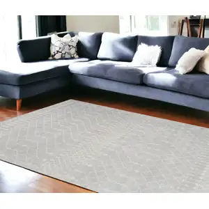 Photo of Gray and Ivory Moroccan Power Loom Washable Area Rug