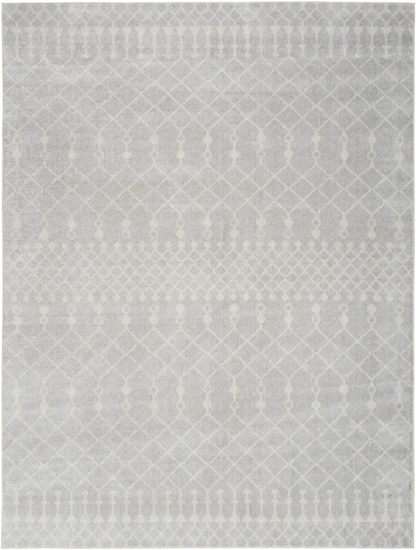 Gray and Ivory Moroccan Power Loom Washable Area Rug Photo 8
