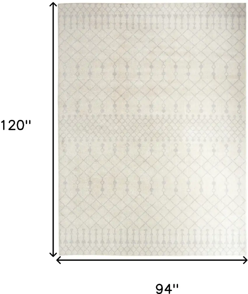 Gray and Ivory Moroccan Power Loom Washable Area Rug Photo 3