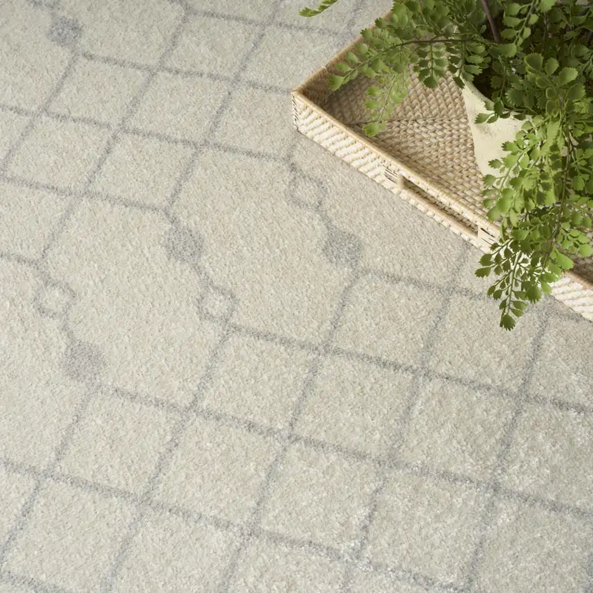 Gray and Ivory Moroccan Power Loom Washable Area Rug Photo 9