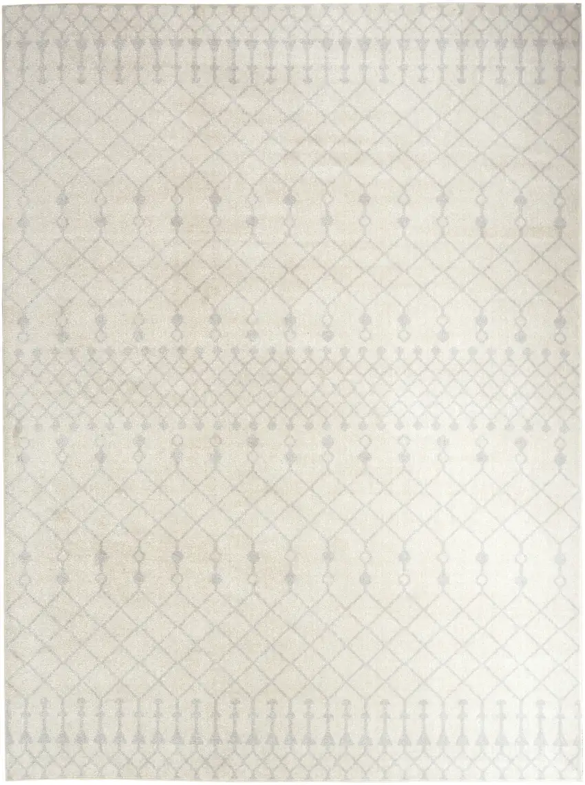 Gray and Ivory Moroccan Power Loom Washable Area Rug Photo 7