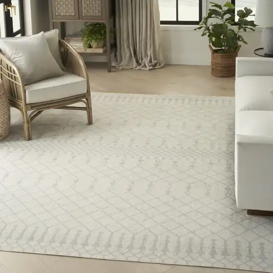 Gray and Ivory Moroccan Power Loom Washable Area Rug Photo 5