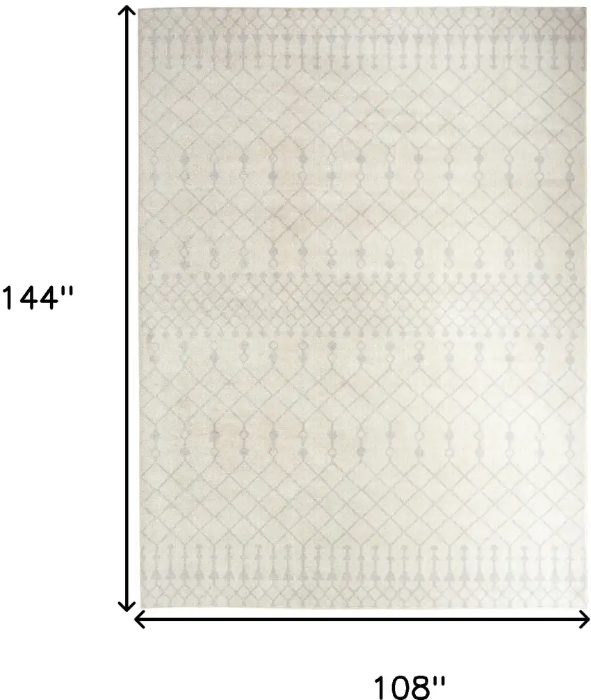 Gray and Ivory Moroccan Power Loom Washable Area Rug Photo 3