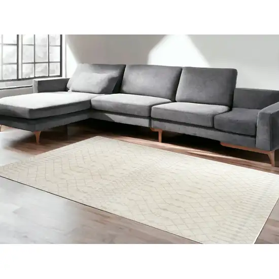 Gray and Ivory Moroccan Power Loom Washable Area Rug Photo 1