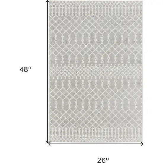Gray and Ivory Moroccan Power Loom Washable Area Rug Photo 3