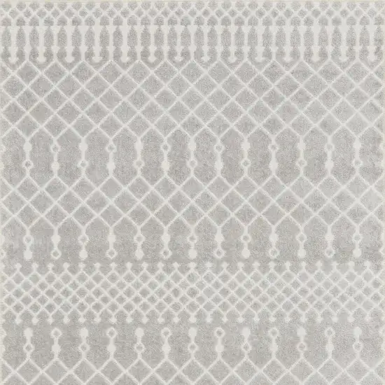 Gray and Ivory Moroccan Power Loom Washable Area Rug Photo 4