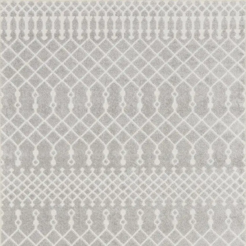 Gray and Ivory Moroccan Power Loom Washable Area Rug Photo 4