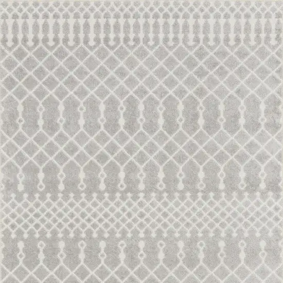 Gray and Ivory Moroccan Power Loom Washable Area Rug Photo 9