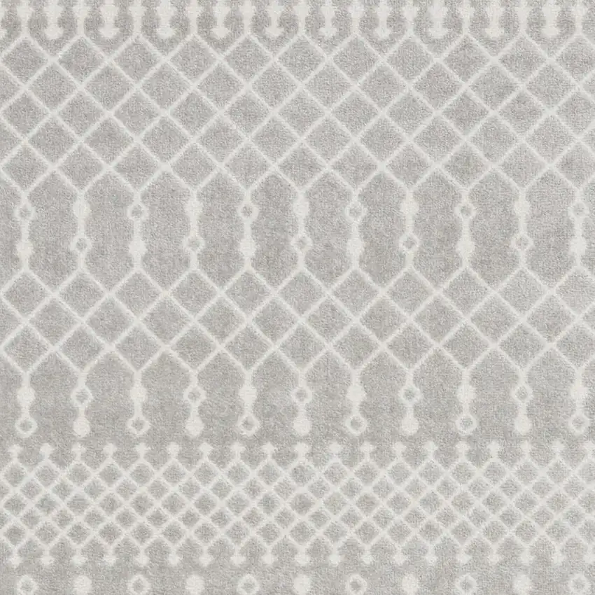 Gray and Ivory Moroccan Power Loom Washable Area Rug Photo 3