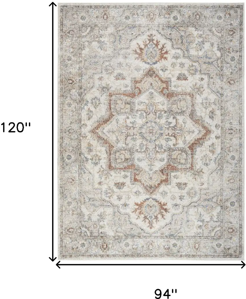 Gray and Ivory Moroccan Power Loom Washable Area Rug Photo 3