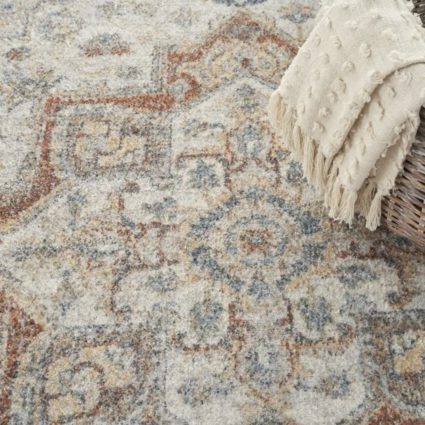 Gray and Ivory Moroccan Power Loom Washable Area Rug Photo 7