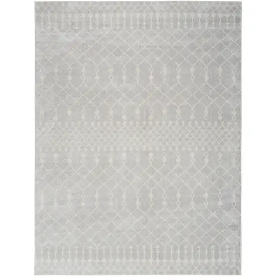 Gray and Ivory Moroccan Power Loom Washable Area Rug Photo 1