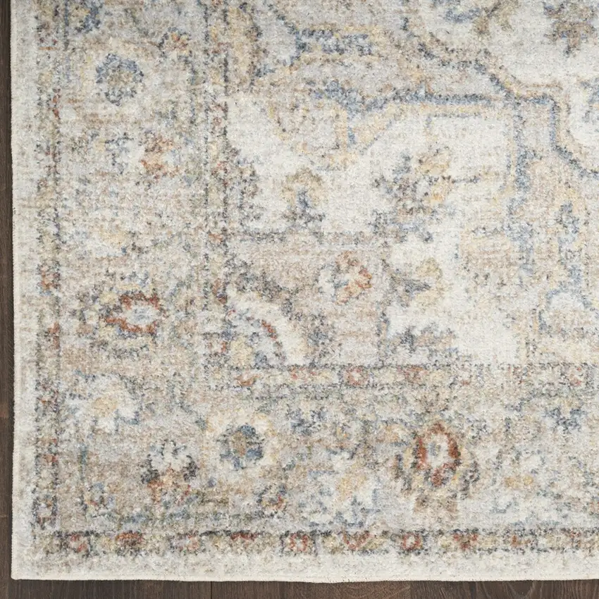 Gray and Ivory Moroccan Power Loom Washable Area Rug Photo 9