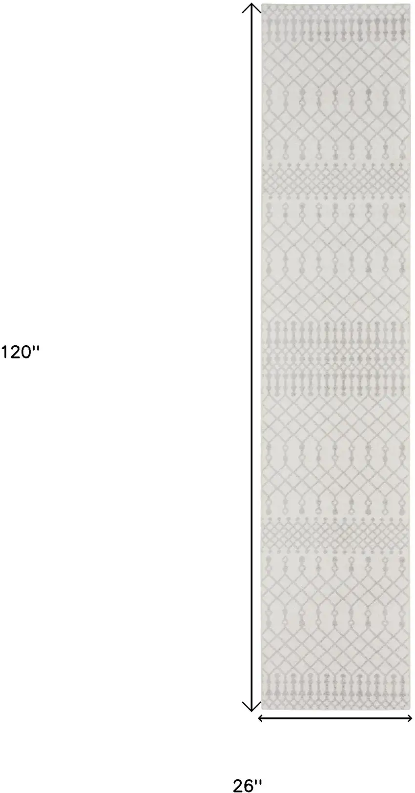 Gray and Ivory Moroccan Power Loom Washable Runner Rug Photo 3