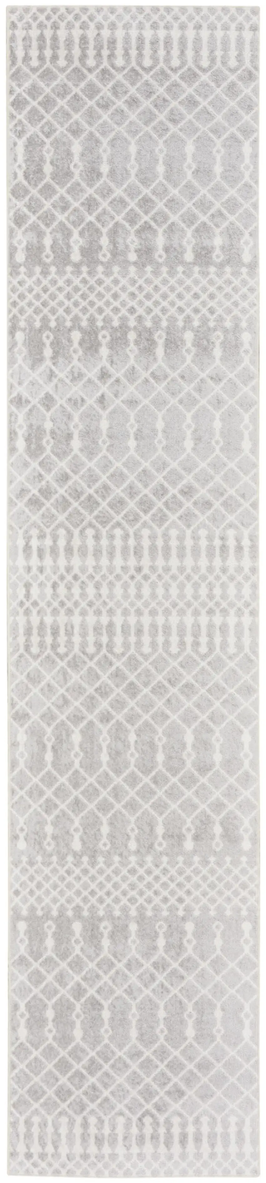 10' Gray And Ivory Moroccan Washable Runner Rug Photo 5